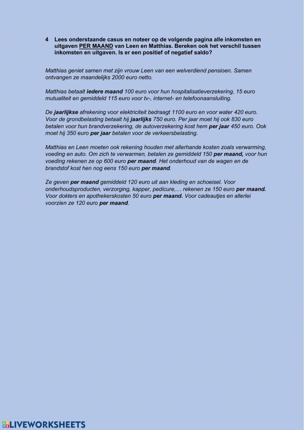 5BVERa-budget en budgetteren