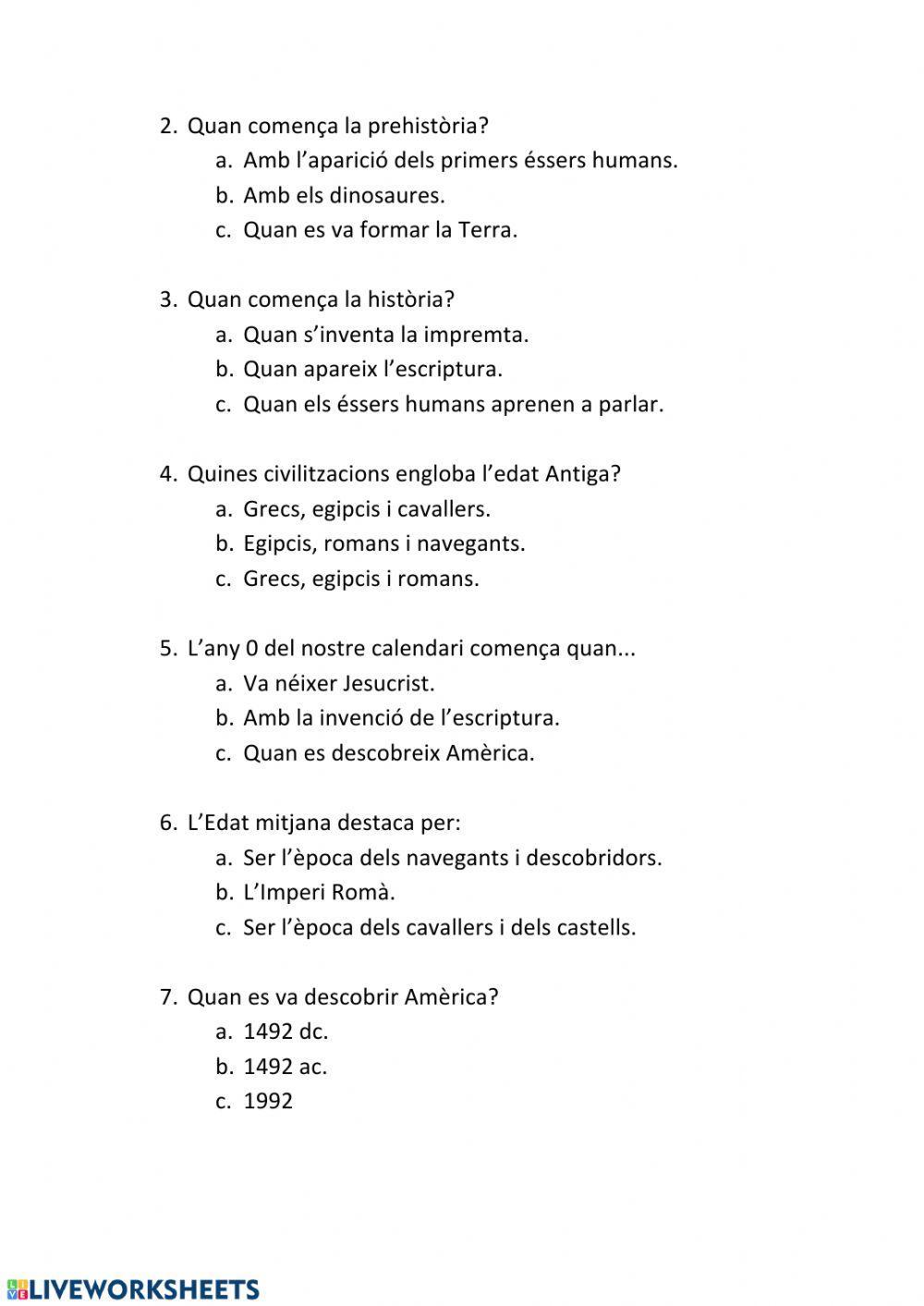 Etapes història primària