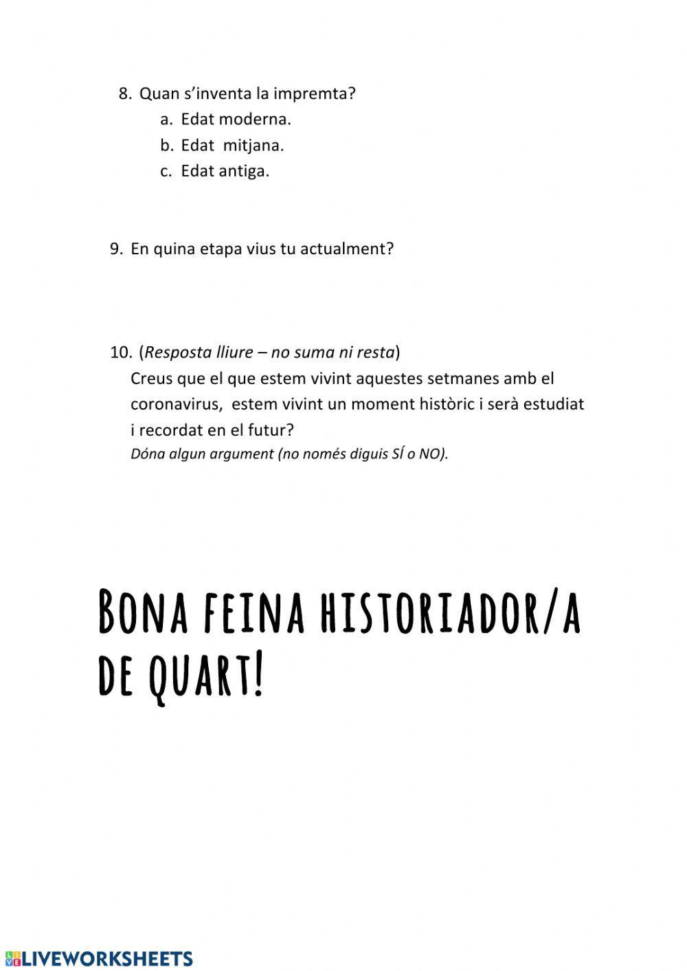 Etapes història primària