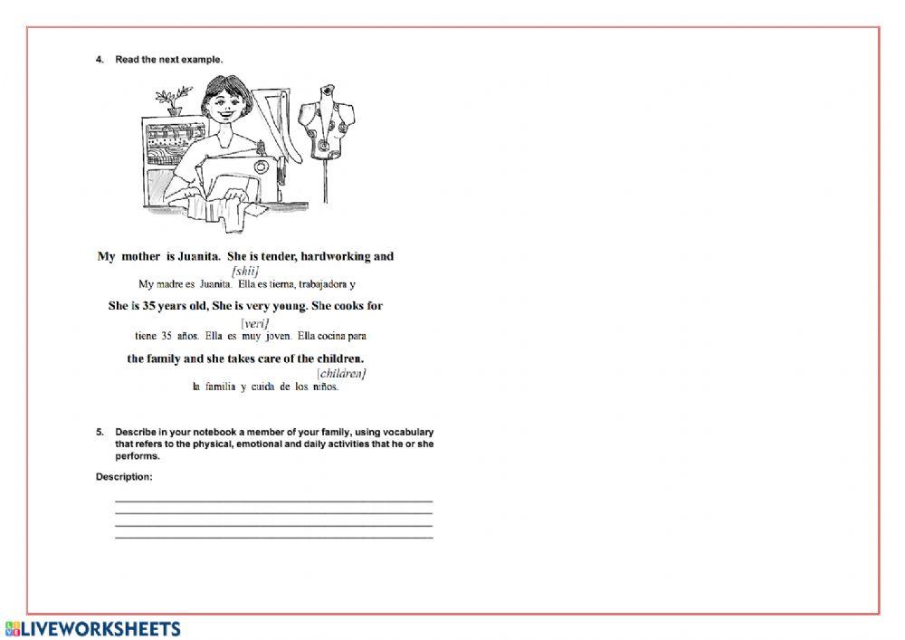 My family and I Excersice