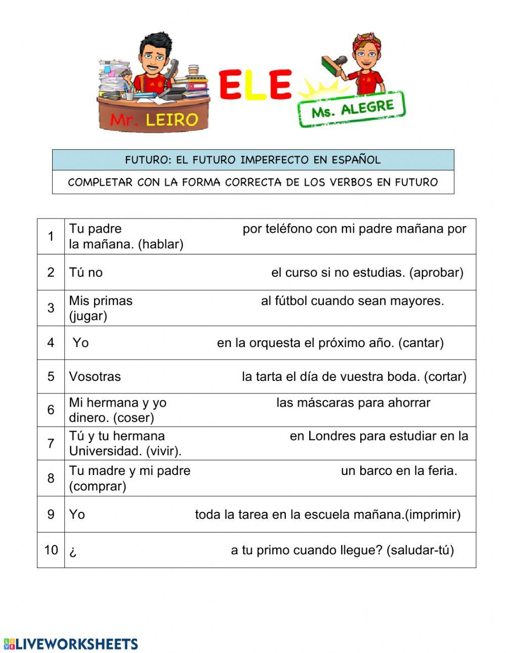 Verbos en futuro. test