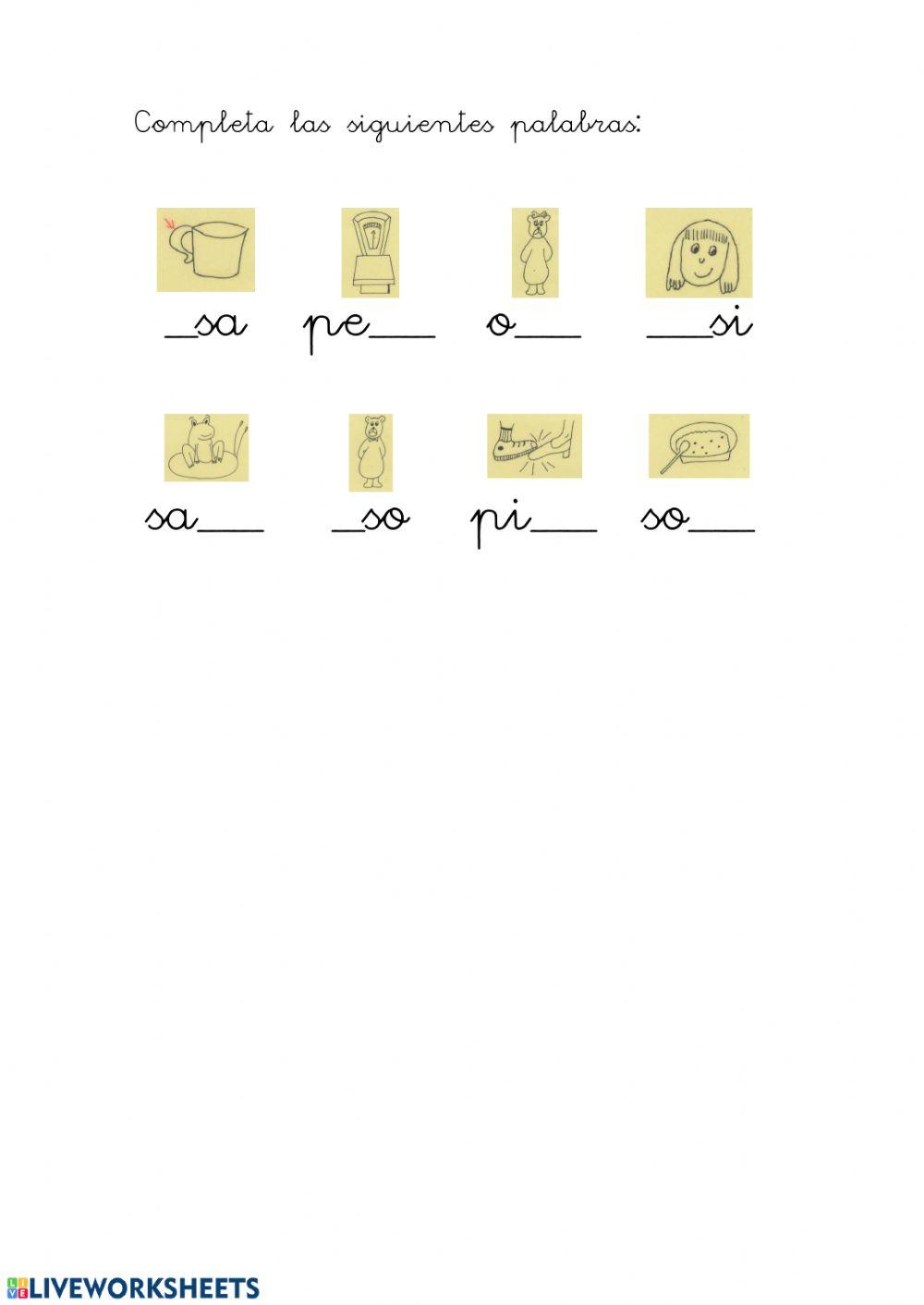 COMpleta palabras de la S