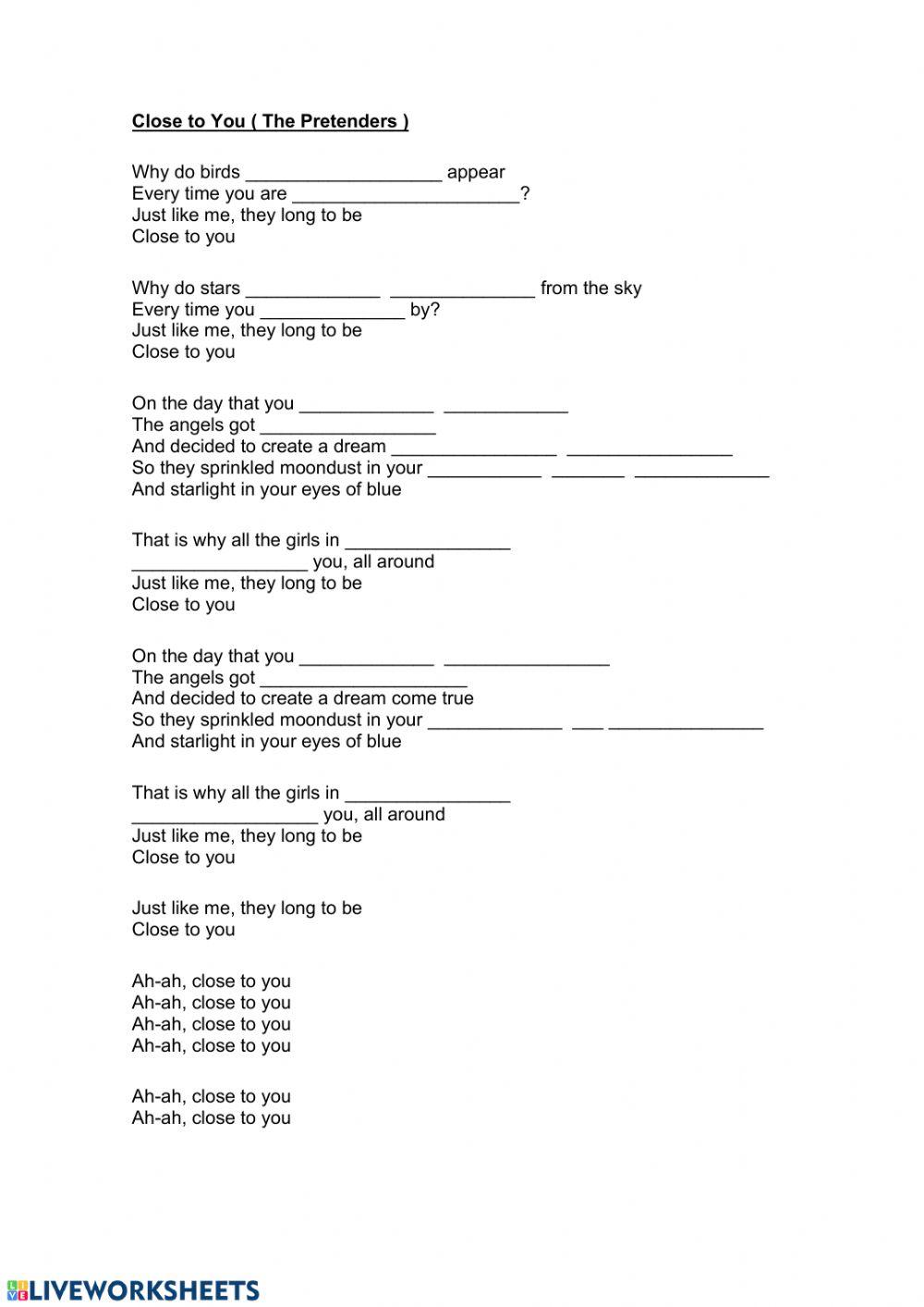 Song Worksheet