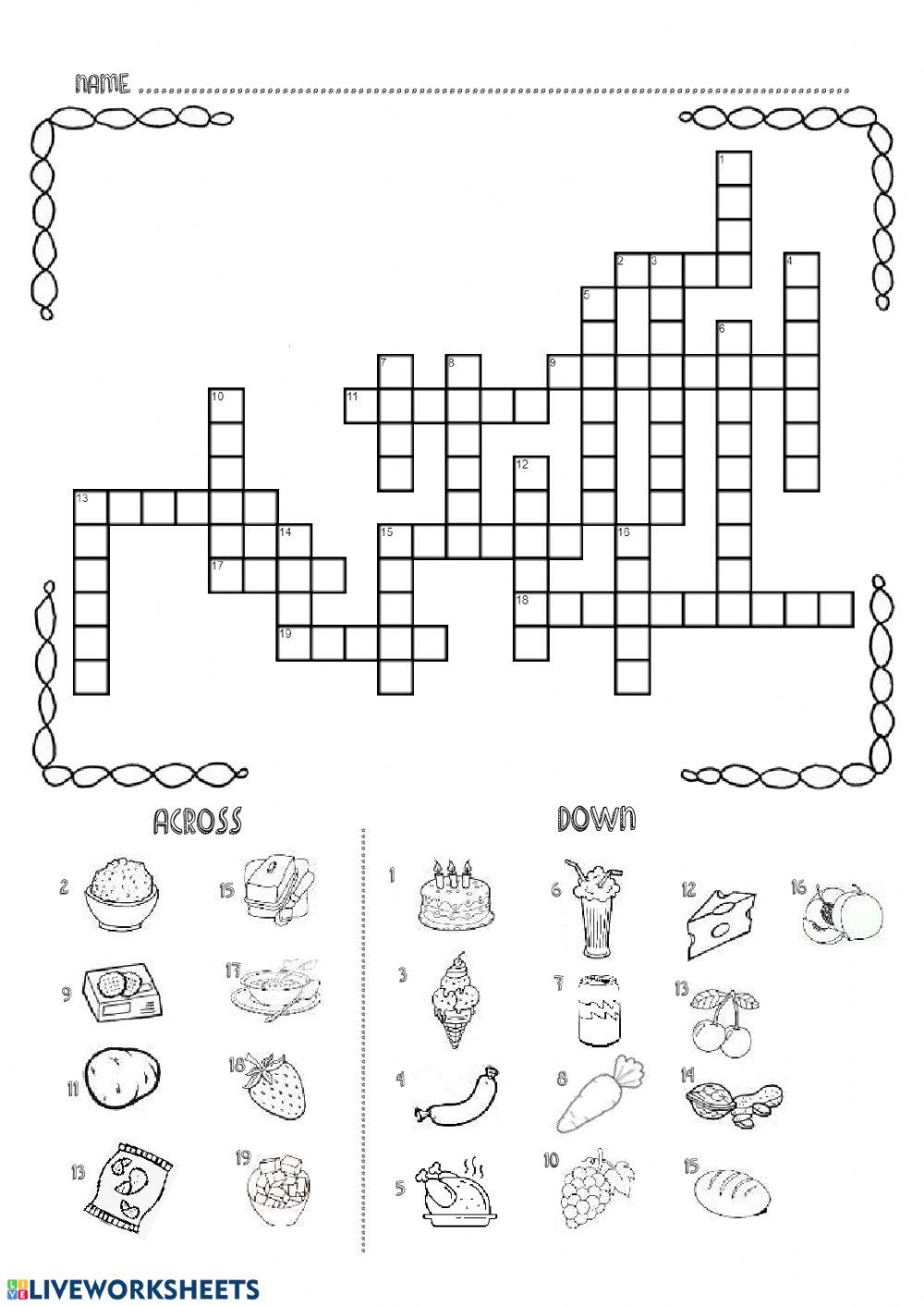 Food and drinks crossword