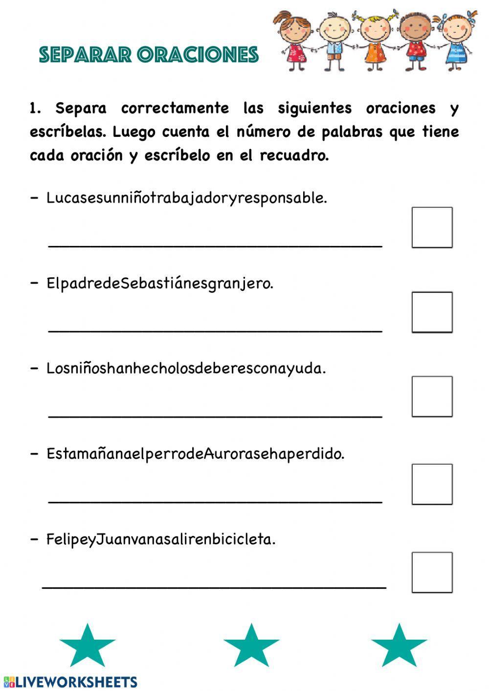 Separación de oraciones.