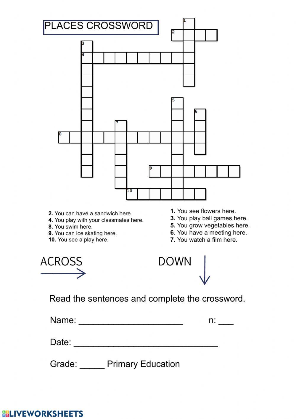 Places Crossword