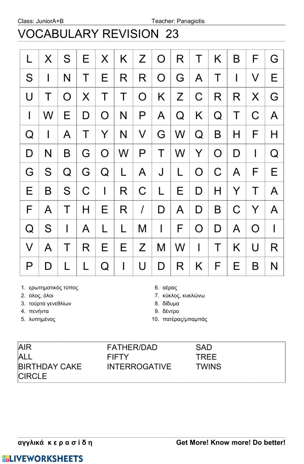 Junior Wordsearch 23