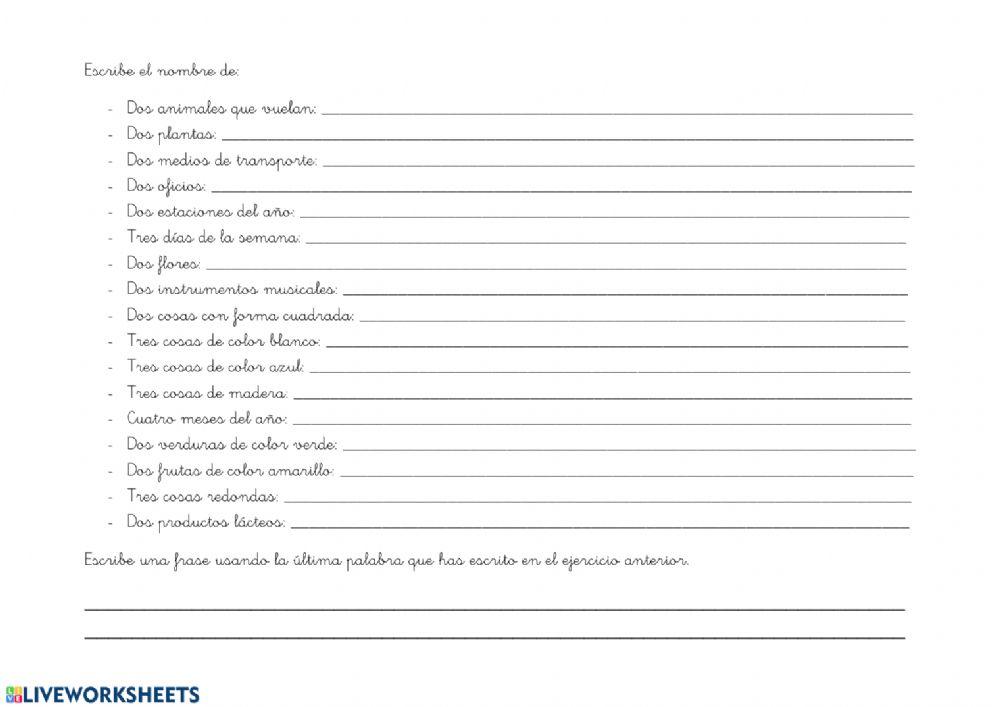 Escribe dos palabras relacionadas con...