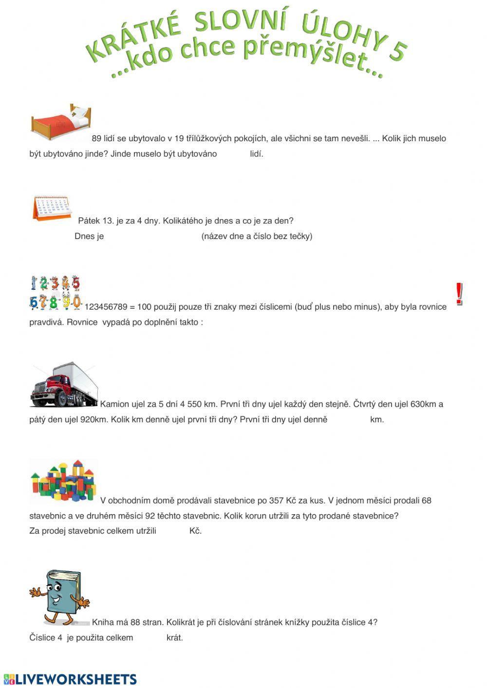 Krátké slovní úlohy 5