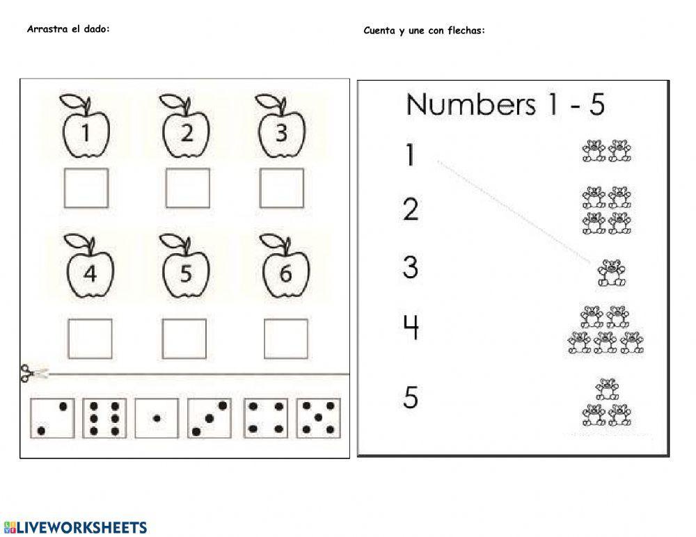 Numbers from one to five