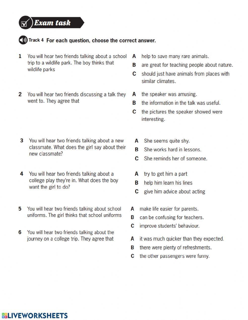 Preliminary Listening Part 2