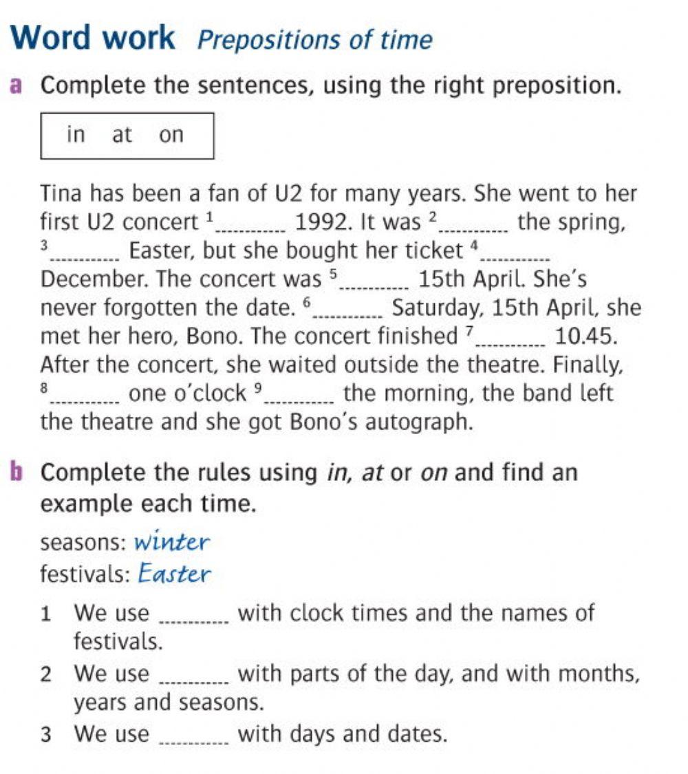 Prepositions of time