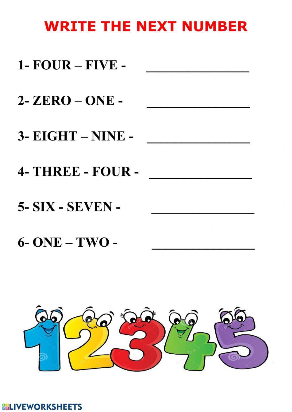 Write the next number worksheet | Live Worksheets