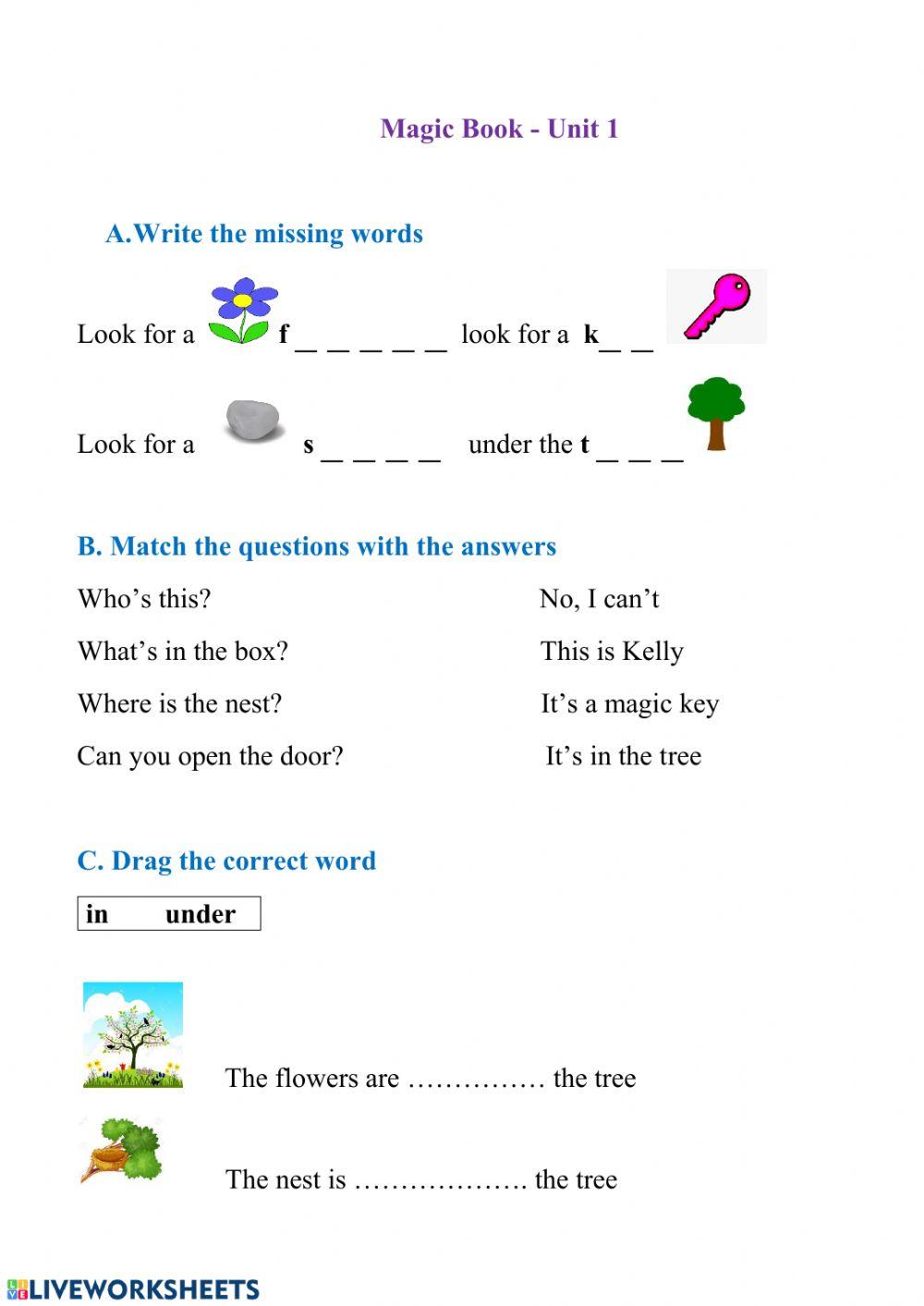 Magic Book - Unit 1- Revision Test -