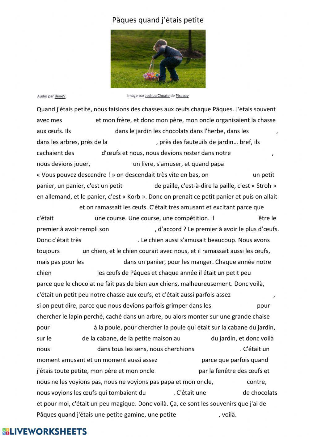 Pâques quand j'étais petite