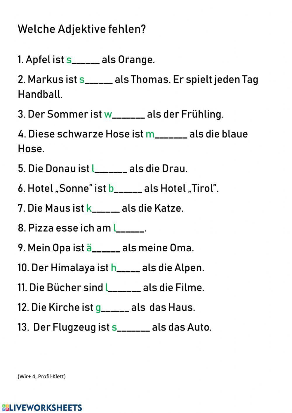 Komparation der Adjektive