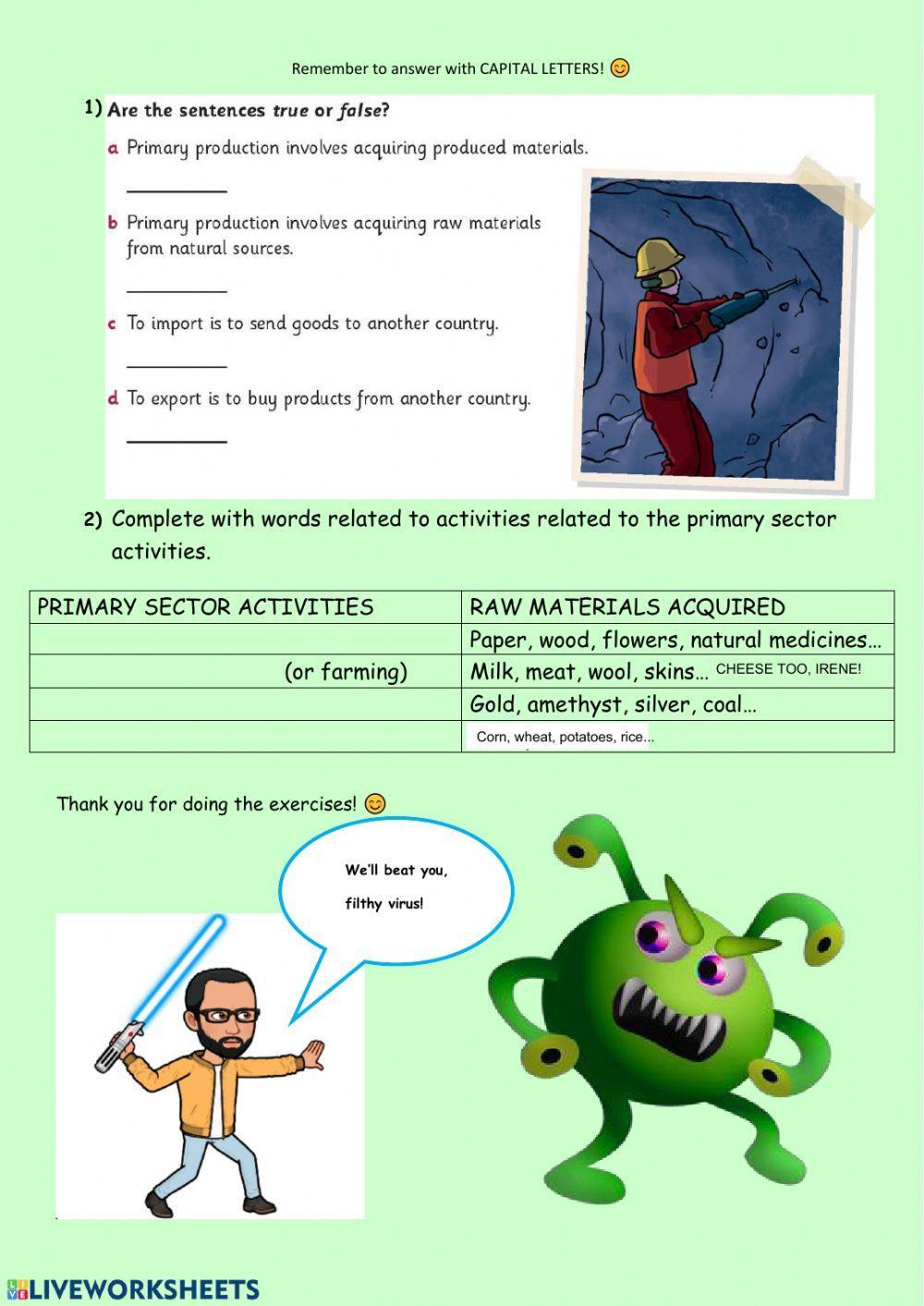 Primary sector activities