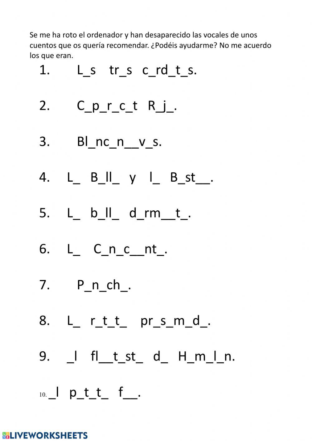 Vocales para los cuentos