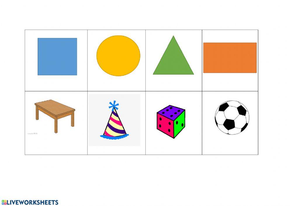 Uneix les figures geomètriques amb el seu objecte corresponent
