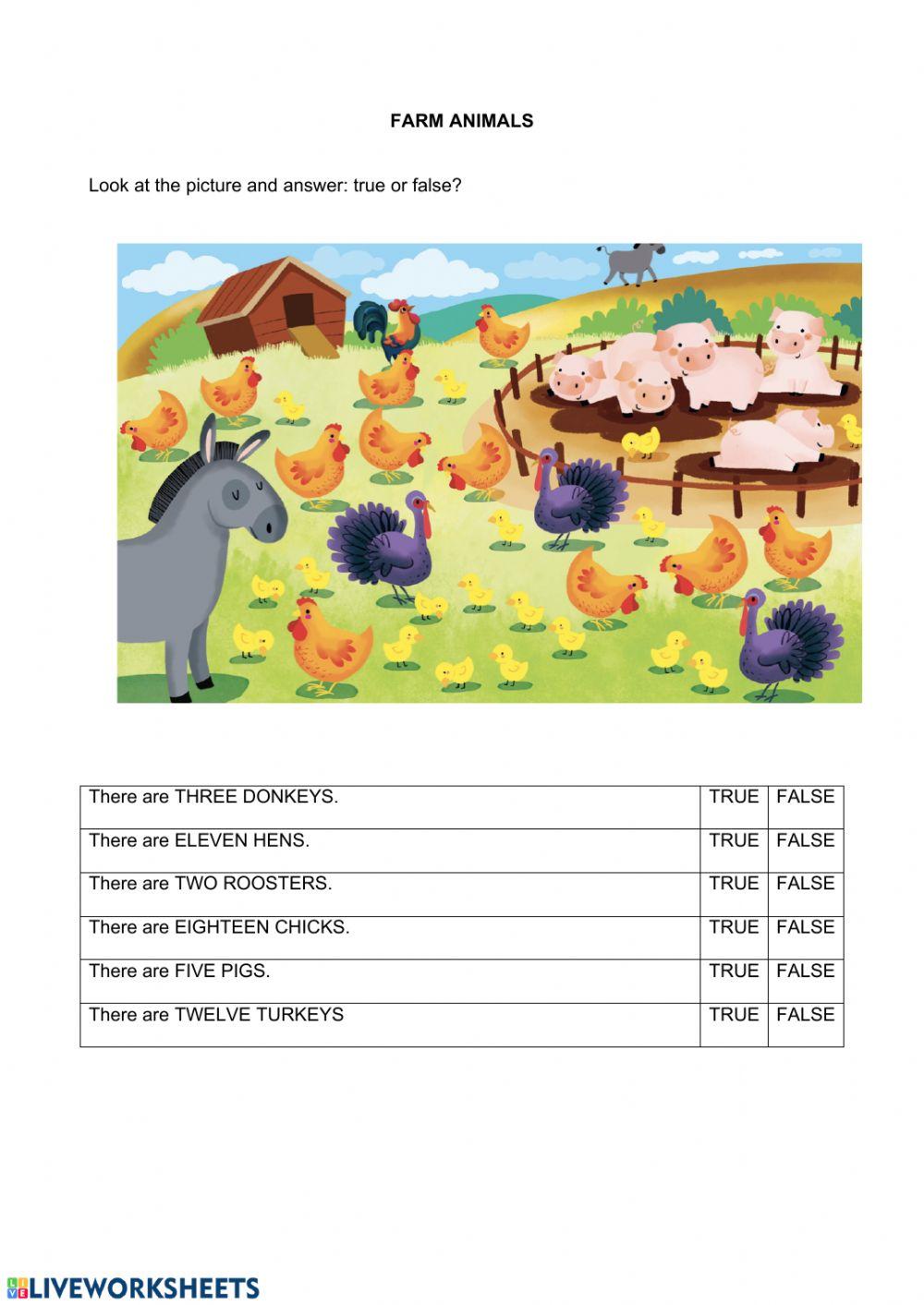 Farm animals: true or false? online exercise for | Live Worksheets