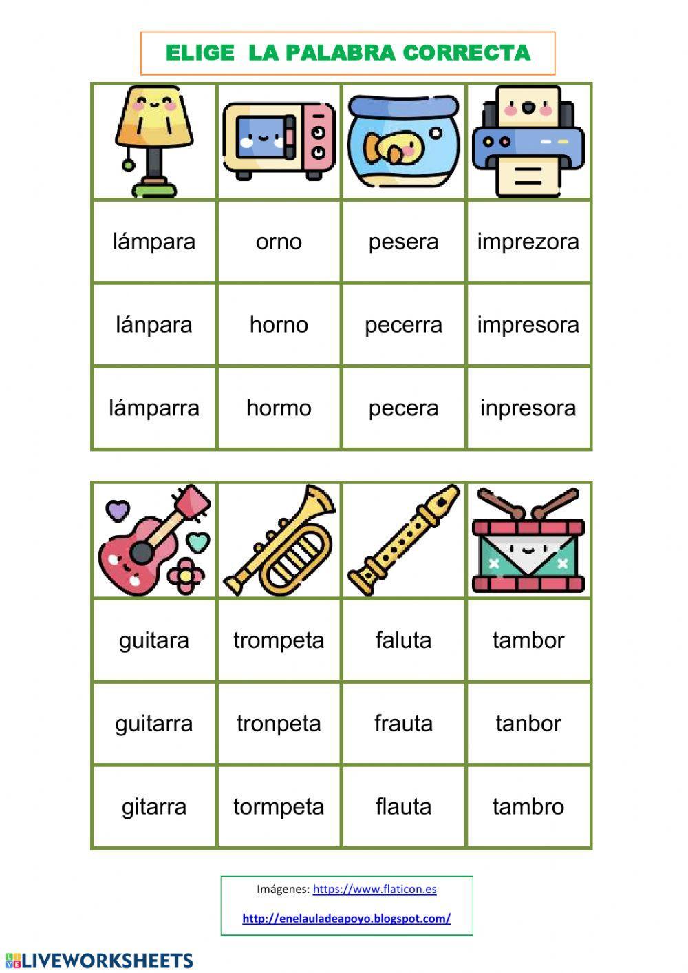 Elige la palabra correcta Elige la palabra correcta