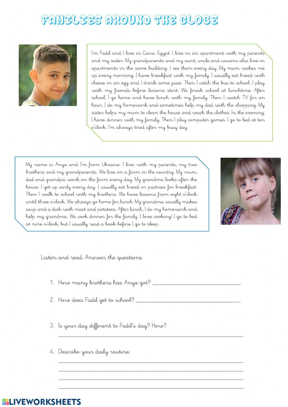 Reading: Families around the globe