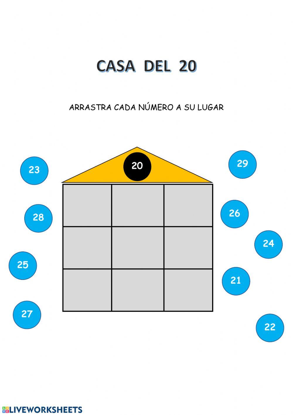 Casa del 20 interactive worksheet Live Worksheets