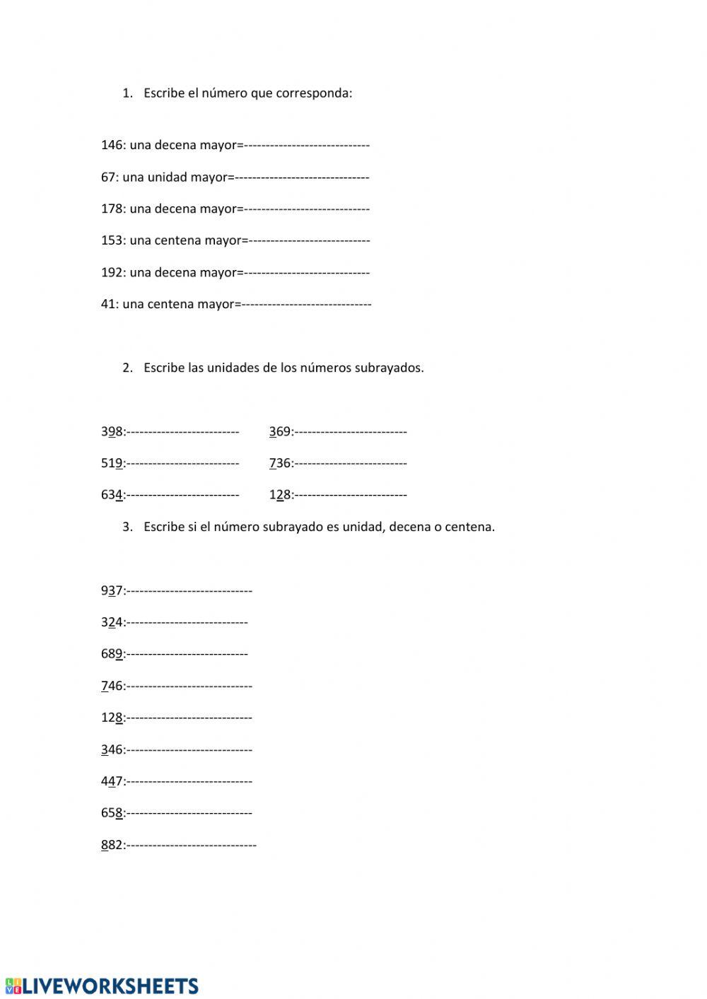 valor posicional hasta centenas