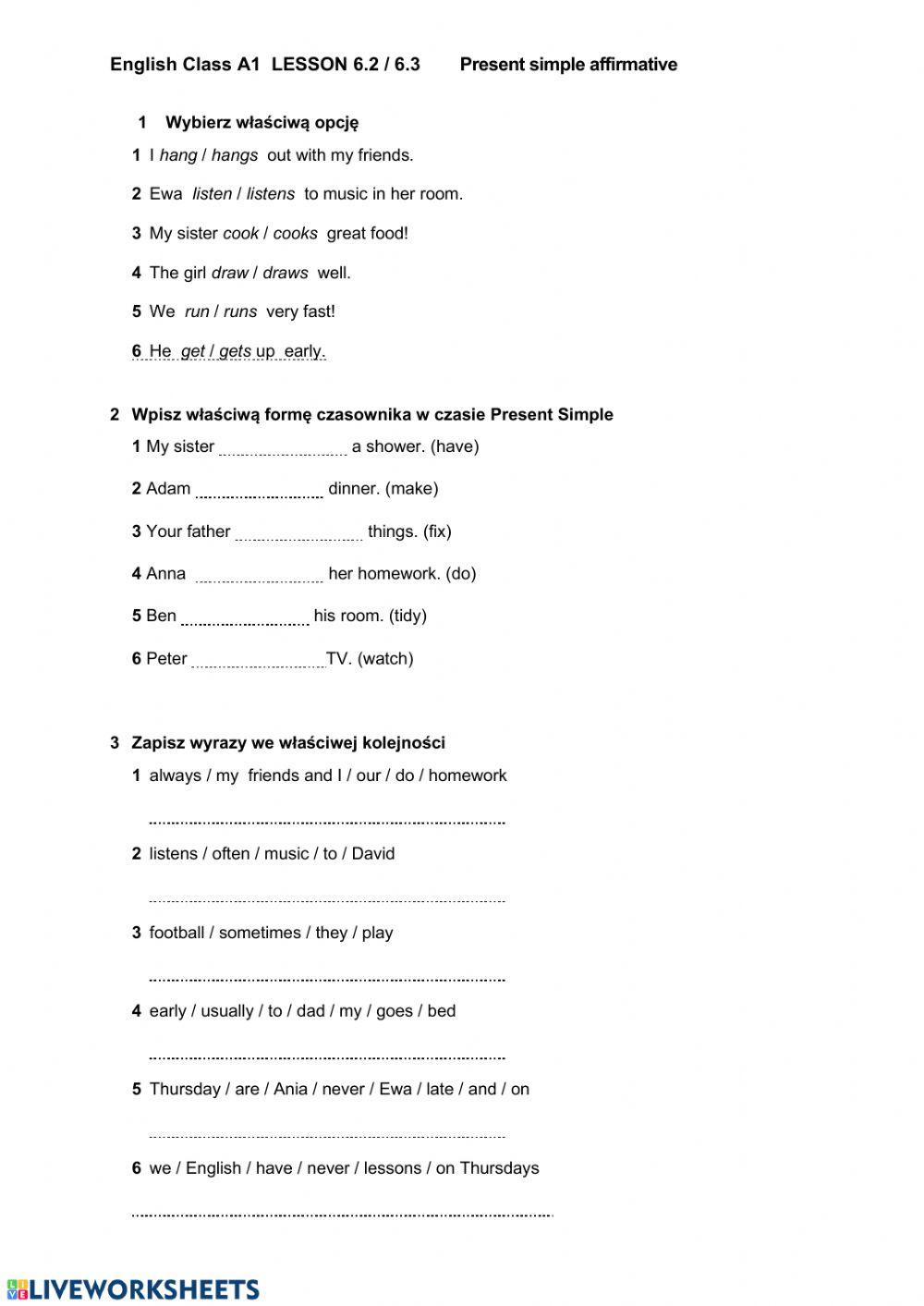 Present simple affirmative