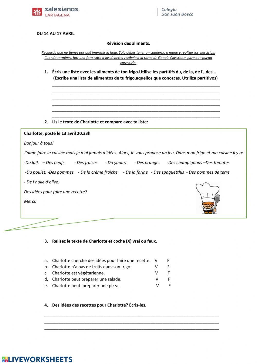 Révision Les aliments