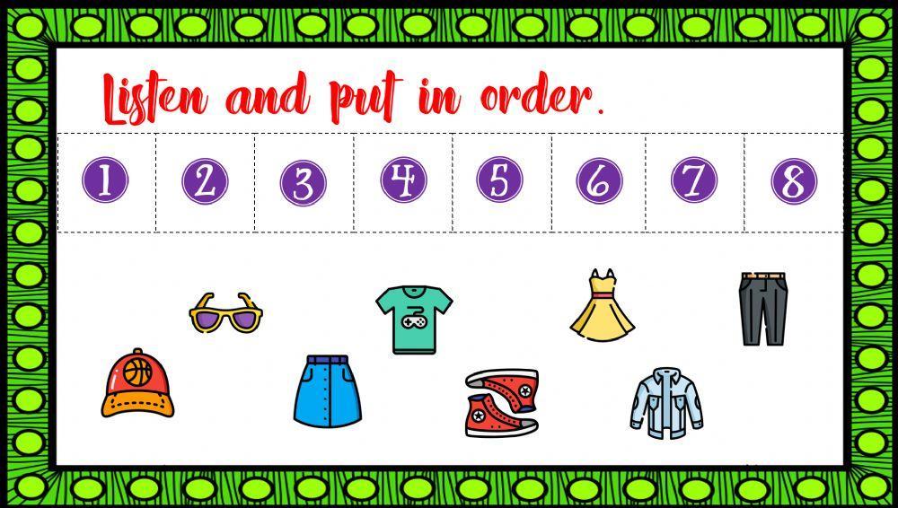 Listening (listen and put in order)