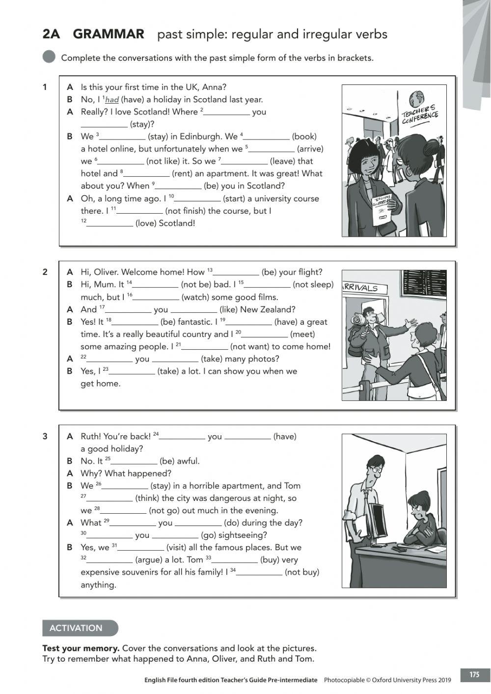 A2-Regular and Irregular verbs-On holiday 5489416