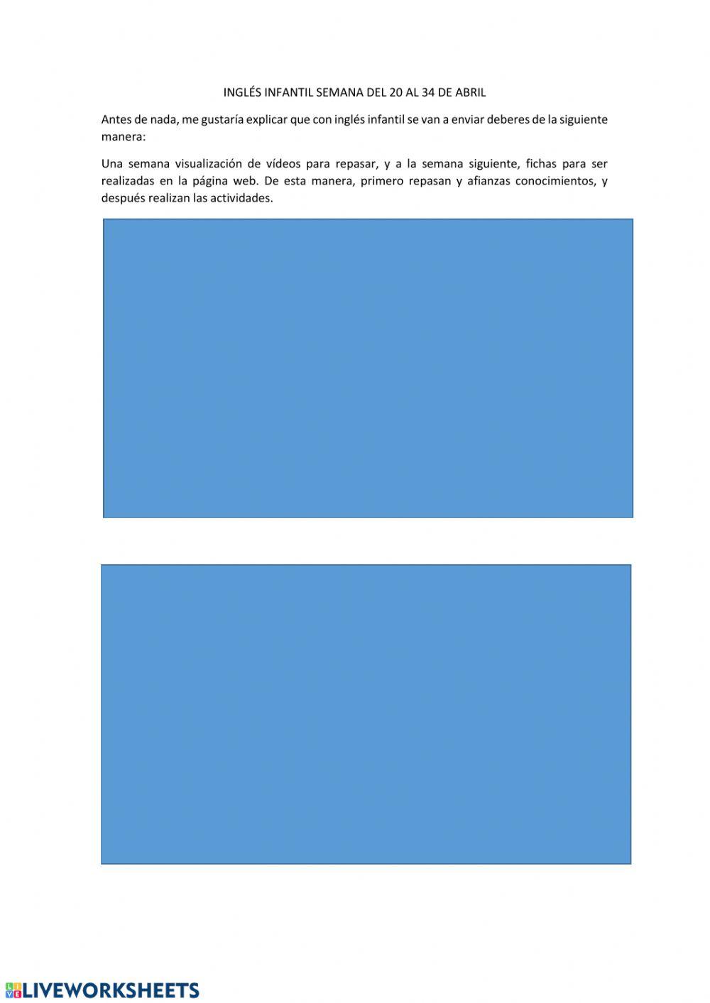 Inglés infantil semana 20 abril