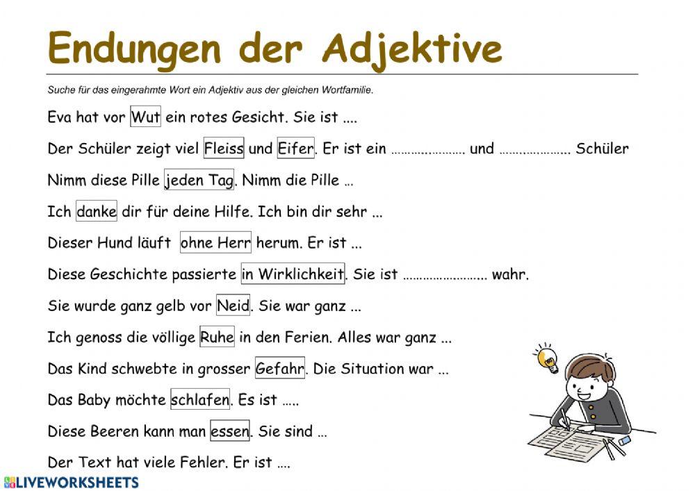 Endungen der Adjektive