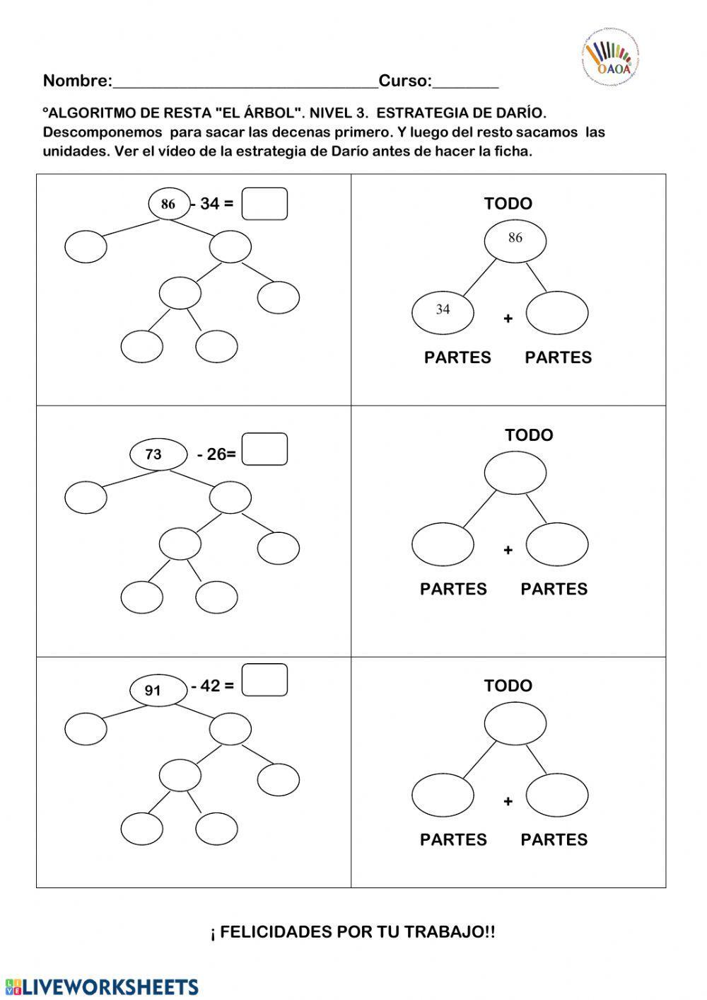 LA RESTA. ESTRATEGIA DE DARÍO. NIVEL 3. OAOA