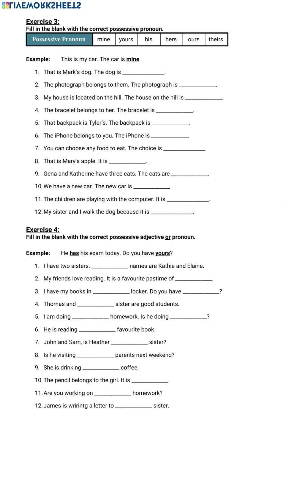 Possessive Nouns, Adjectives & Pronouns