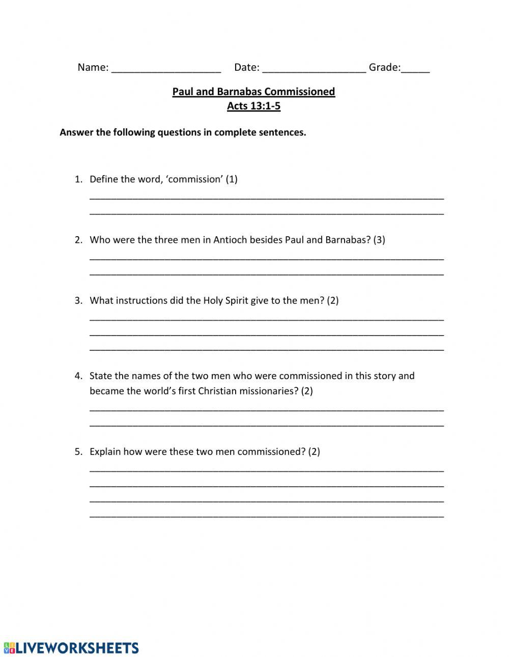 Paul and Barnabas Commissioned