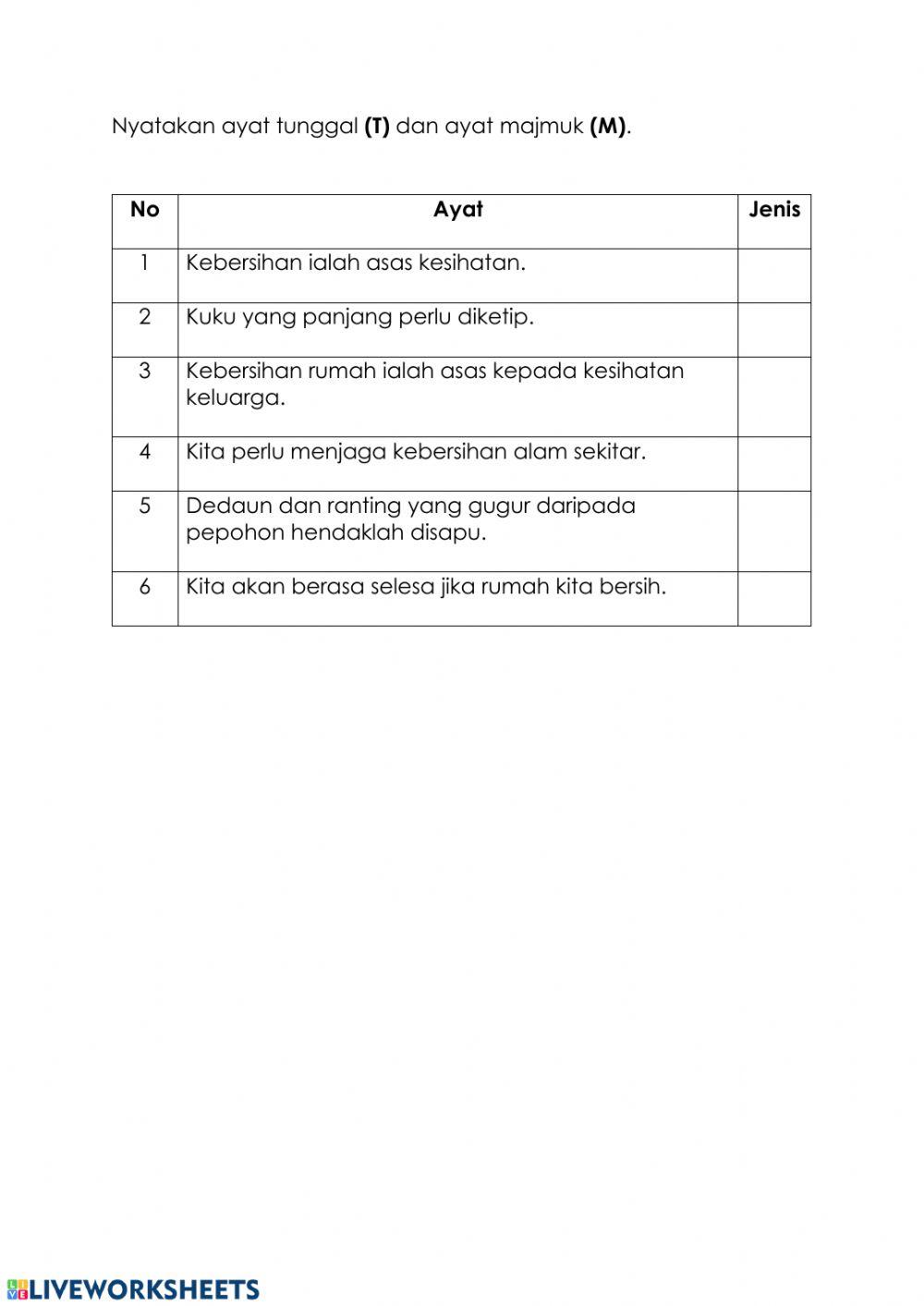 Ayat Tunggal dan Ayat Majmuk