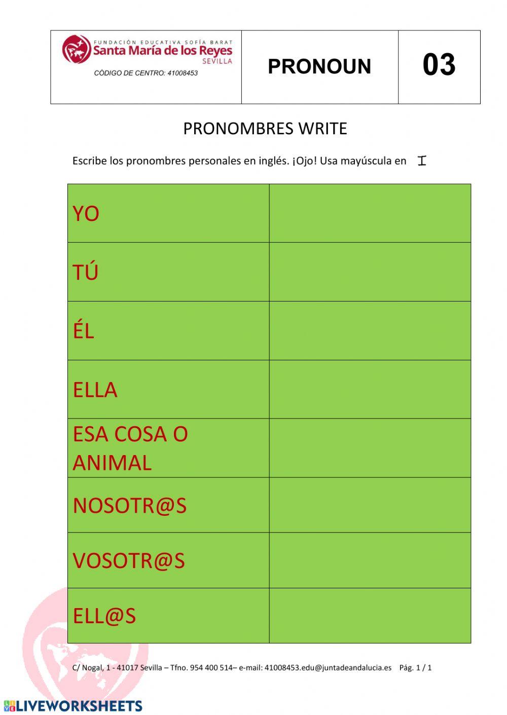 Pronombres write