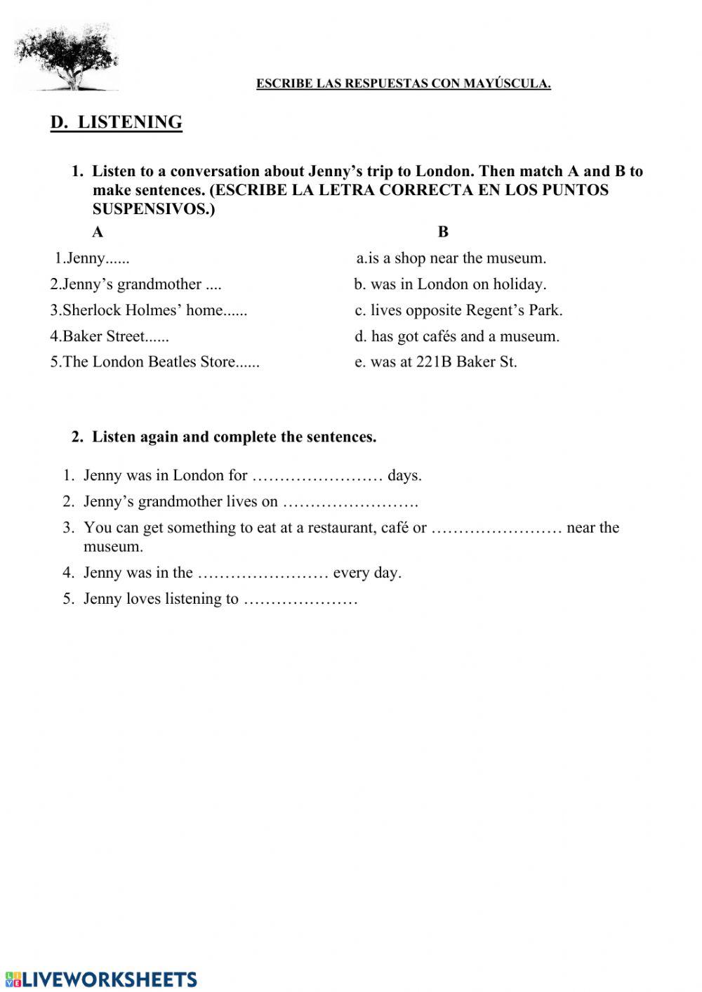 1 eso listening unit 7 online exercise for live worksheets