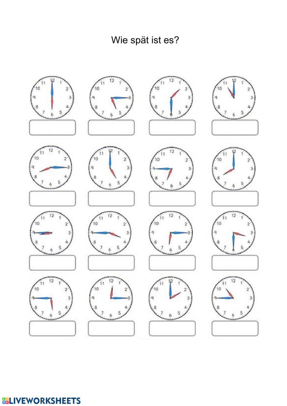 Wie spät ist es? interactive worksheet Live Worksheets