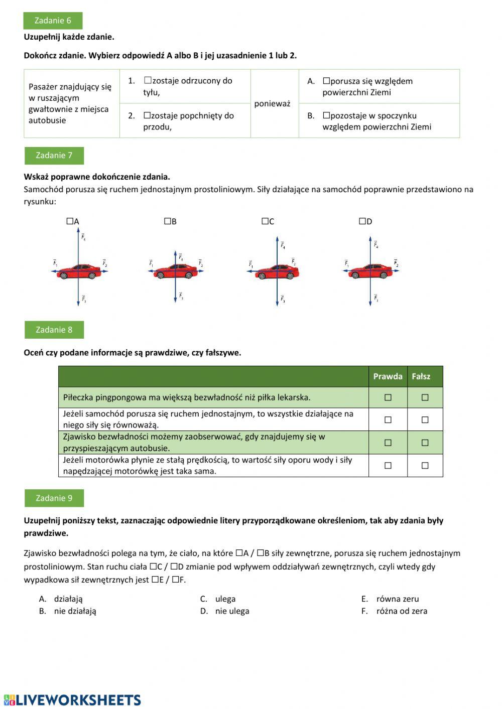I zasada dynamiki Newtona