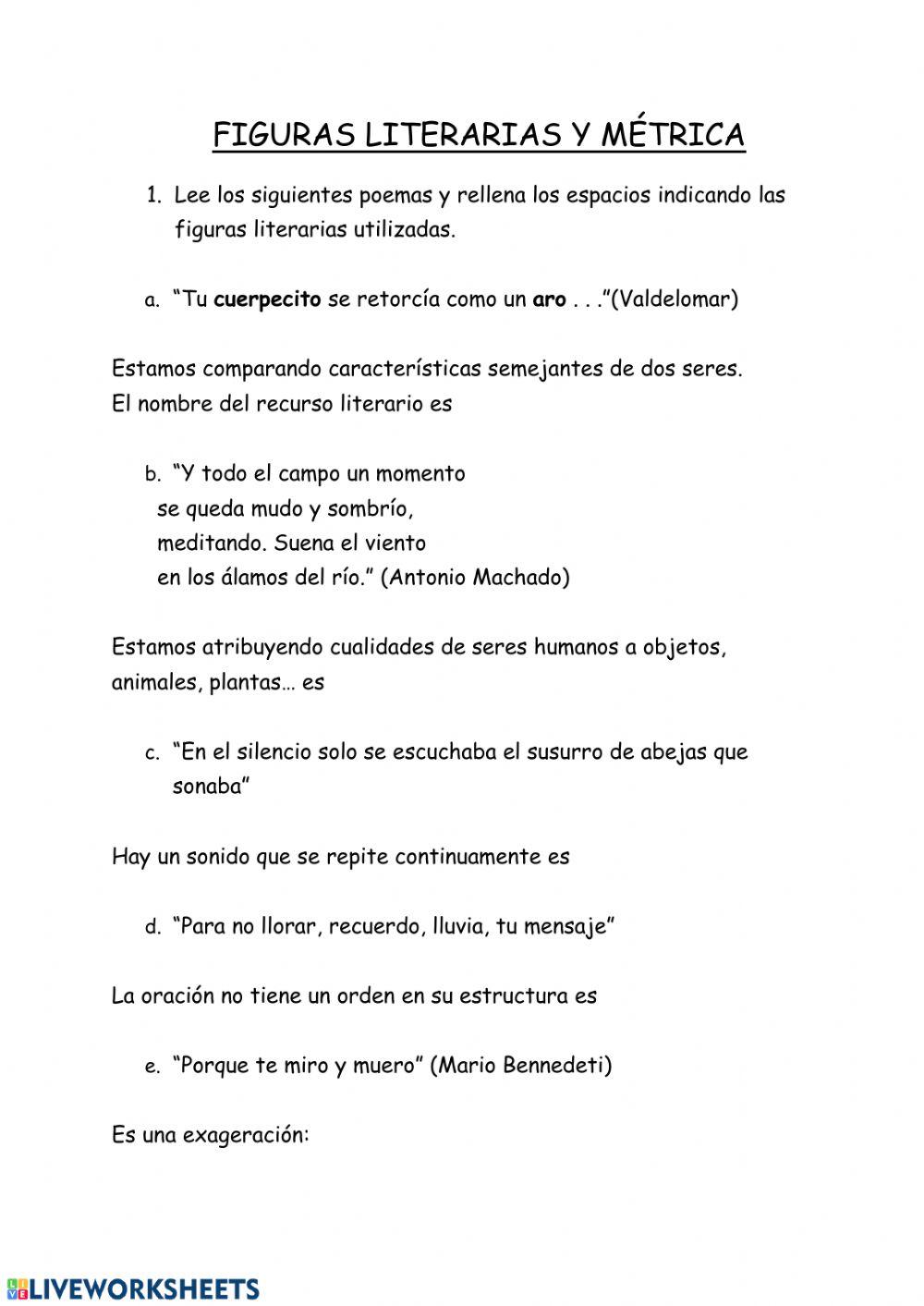 RECURSOS LITERARIO Y MÉTRICA