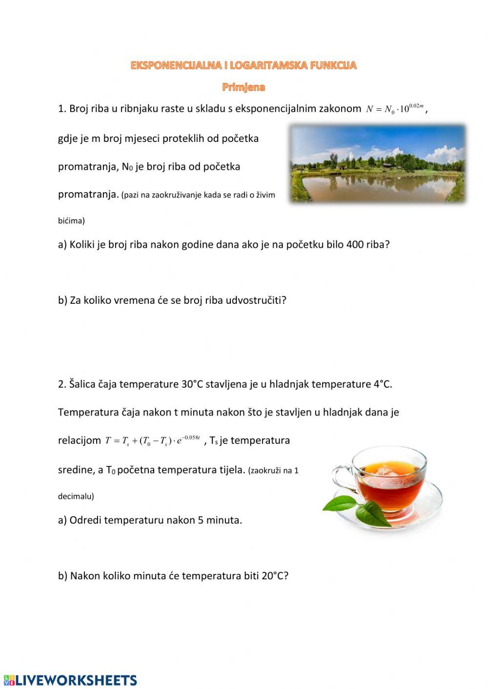 Eksponencijalna i logaritamska funkcija - primjena