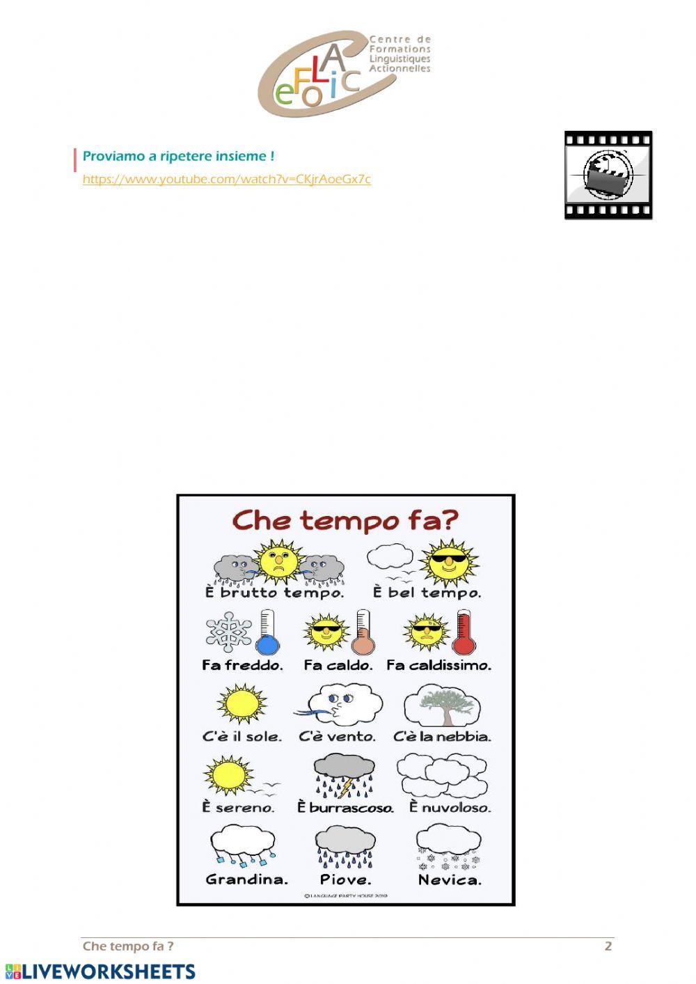 Descrivere il tempo: meteo, stagioni etc