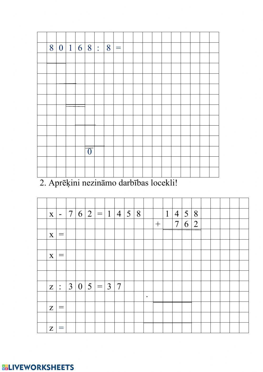 Darbības ar daudzciparu skaitļiem