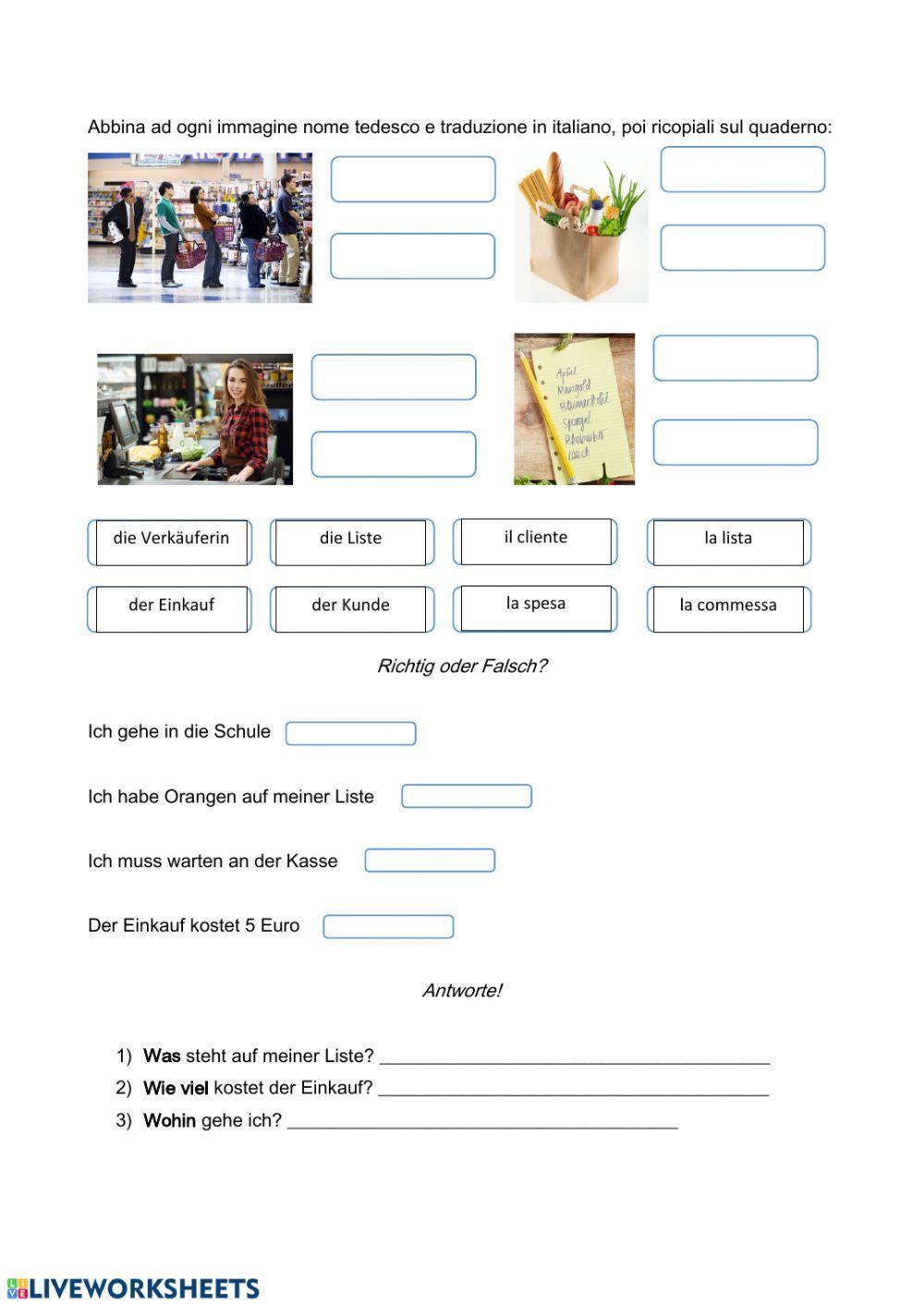 Ich gehe einkaufen worksheet Live Worksheets