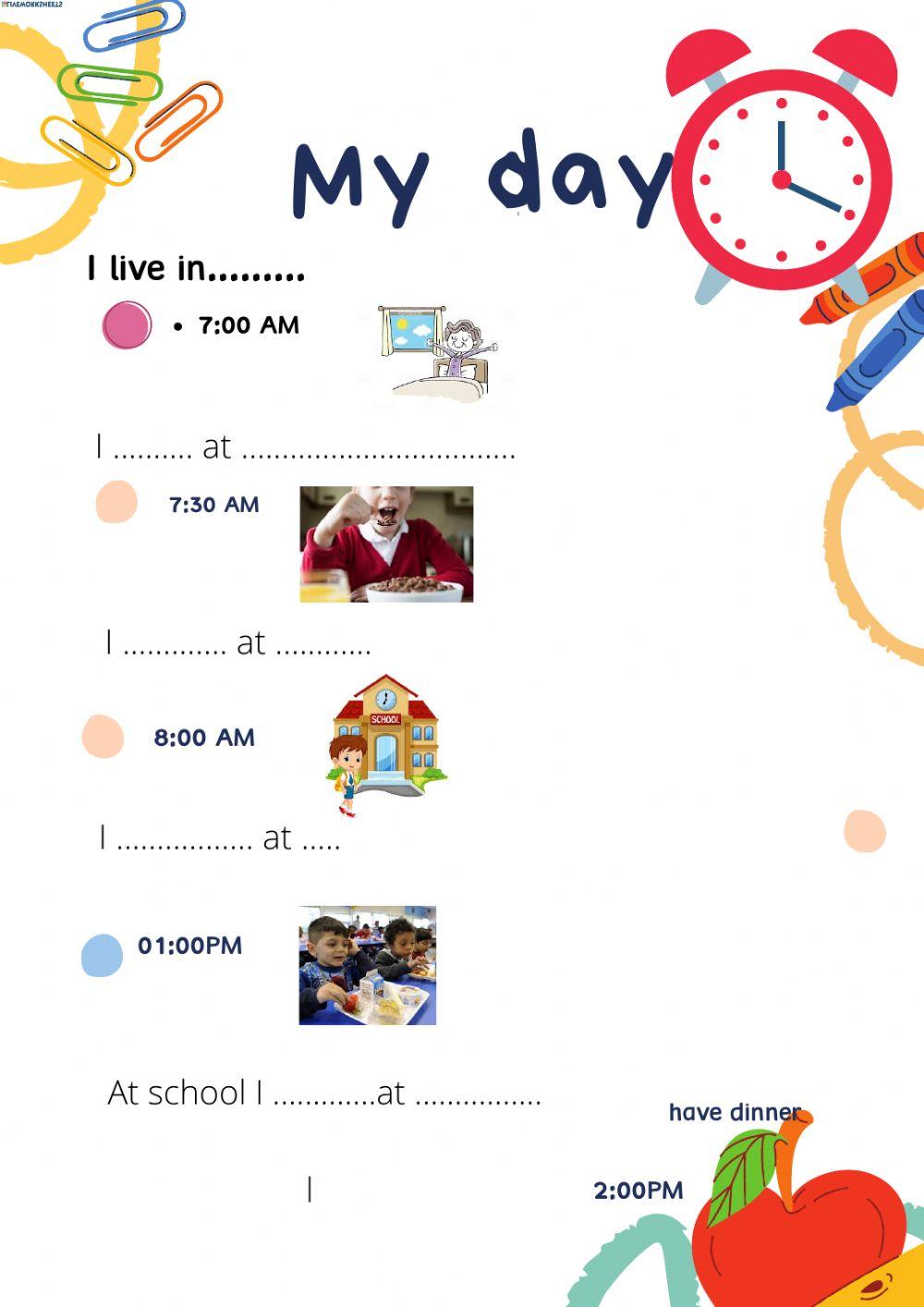 My day online pdf activity | Live Worksheets
