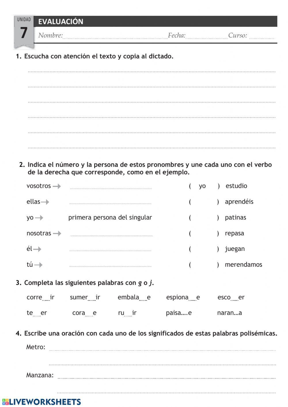 Evaluación unidades 7 y 8