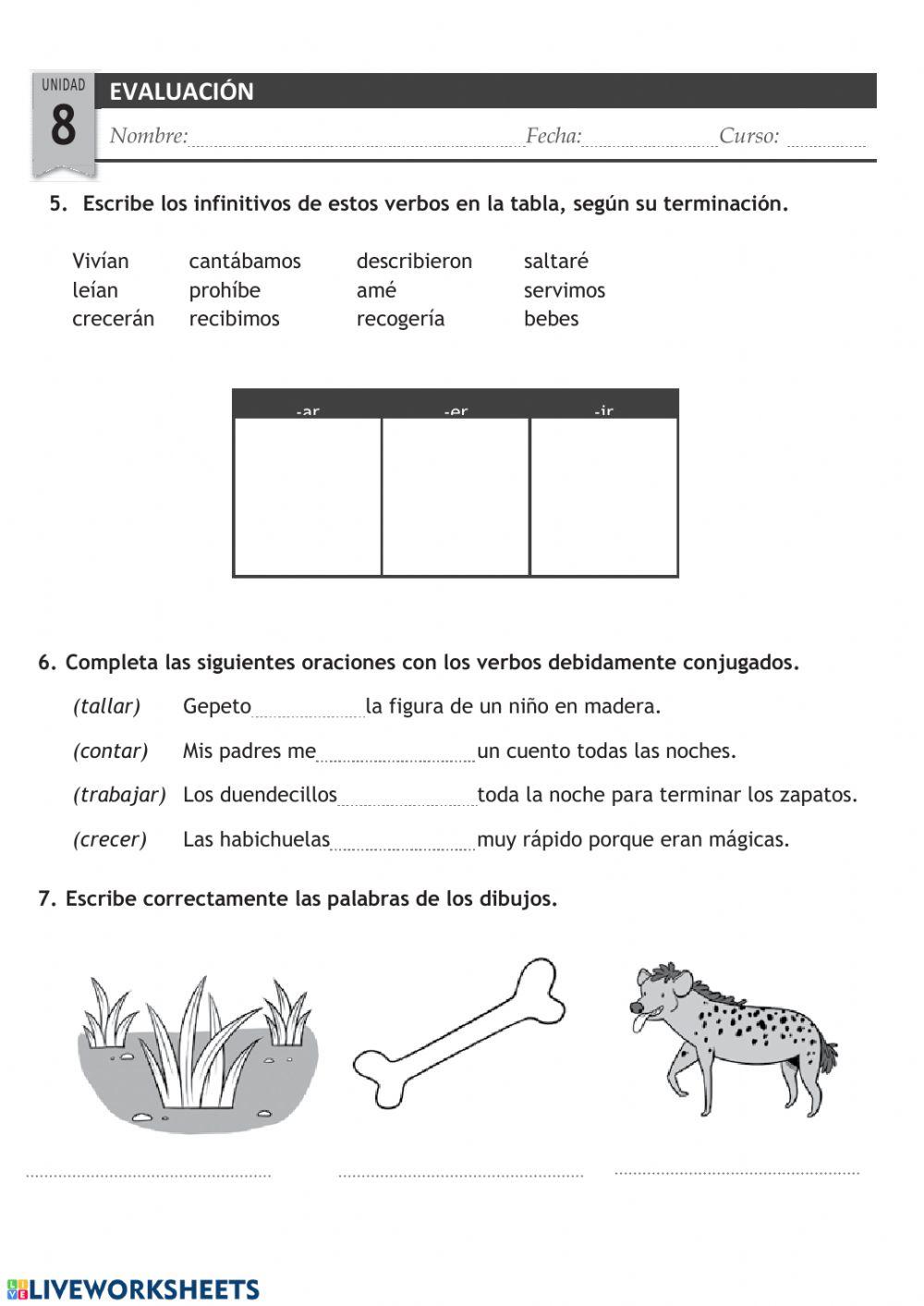 Evaluación unidades 7 y 8